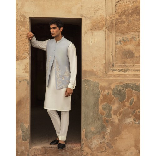 ZGMW1373 Powder Blue Karandi Waistcoat