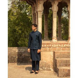 ZGMW1375 Dark Navy Blue Karandi Waistcoat