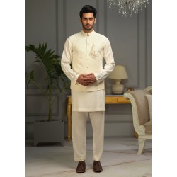 ZGMW1738 Light Cream Cotton Waistcoat