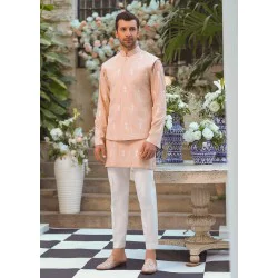 ZGMW1739 Peach Karandi Silk Waistcoat