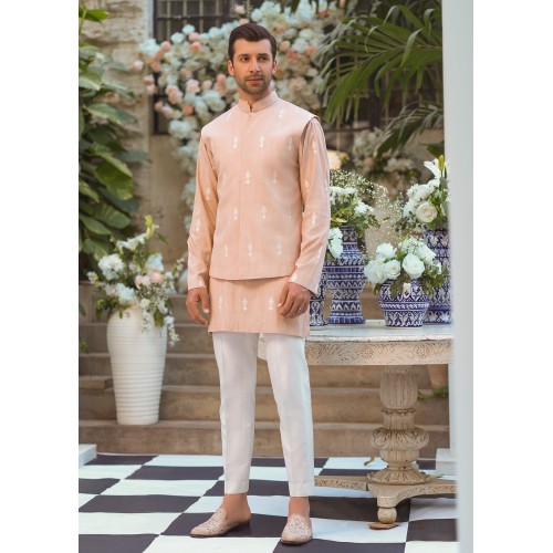 ZGMW1739 Peach Karandi Silk Waistcoat