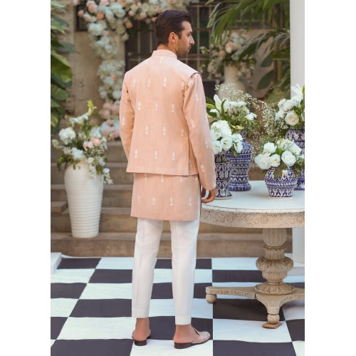 ZGMW1739 Peach Karandi Silk Waistcoat