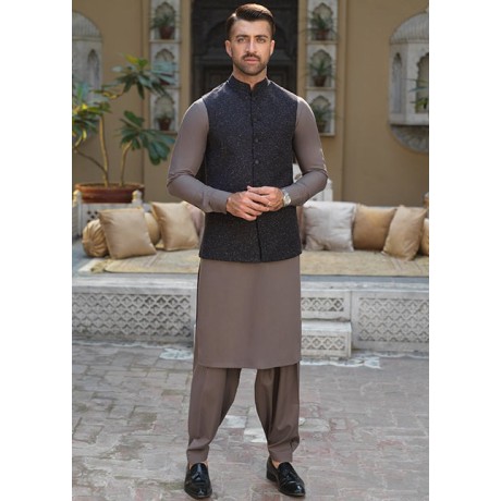 ZGMW1740 Black Khaddar Waistcoat