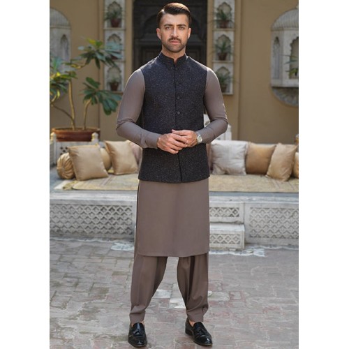 ZGMW1740 Black Khaddar Waistcoat