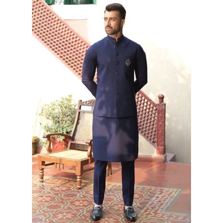 ZGMW1741 Delft Blue Cotton Waistcoat ZGMW1741 Delft Blue Cotton Waistcoat