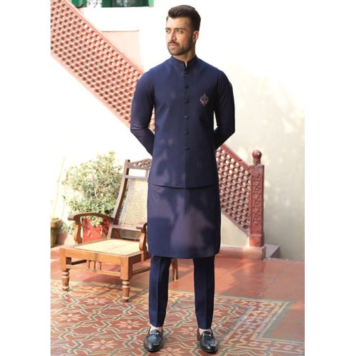 ZGMW1741 Delft Blue Cotton Waistcoat