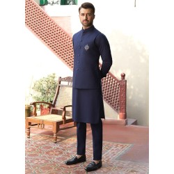 ZGMW1741 Delft Blue Cotton Waistcoat