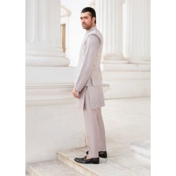 ZGMW1742 Silver Raw Silk Waistcoat