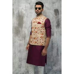 ZGMW1974 Beige Suiting Fabric Waistcoat