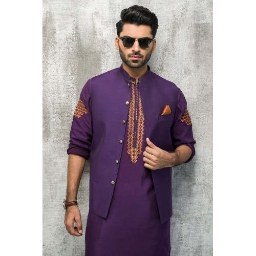 ZGMW1975 Purple Raw Silk Waistcoat