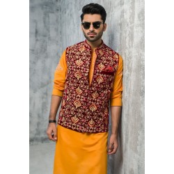 ZGMW1977 Maroon Velvet Waistcoat