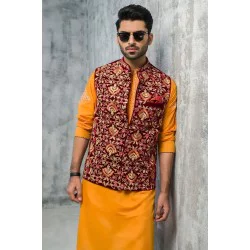 ZGMW1977 Maroon Velvet Waistcoat