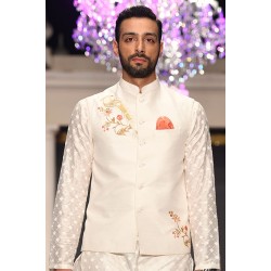 ZGMW1980 Cosmic Latte Raw Silk Waistcoat