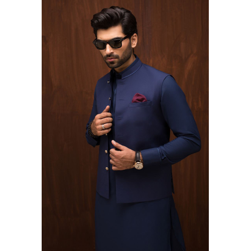 ZGMW1982 Delft Blue Suiting Fabric Waistcoat