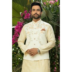 ZGMW1984 Off White Raw Silk Waistcoat