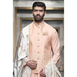 ZGMW1985 Peach Raw Silk Waistcoat