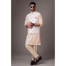 ZGMW1986 White Raw Silk Waistcoat