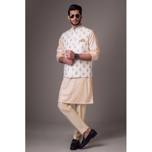 ZGMW1986 White Raw Silk Waistcoat ZGMW1986 White Raw Silk Waistcoat