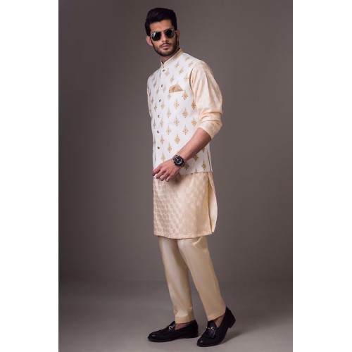ZGMW1986 White Raw Silk Waistcoat ZGMW1986 White Raw Silk Waistcoat