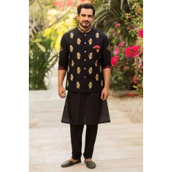 ZGMW1988 Black Raw Silk Waistcoat