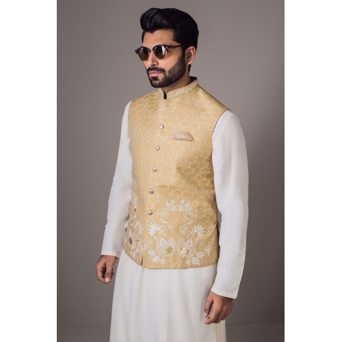 ZGMW1990 Dark Beige Raw Silk Waistcoat