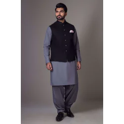 ZGMW1993 Black Raw Silk Waistcoat