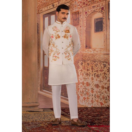 ZGMW1994 Off White Raw Silk Waistcoat