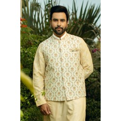 ZGMW1998 Light Goldenrod Yellow Raw Silk Waistcoat