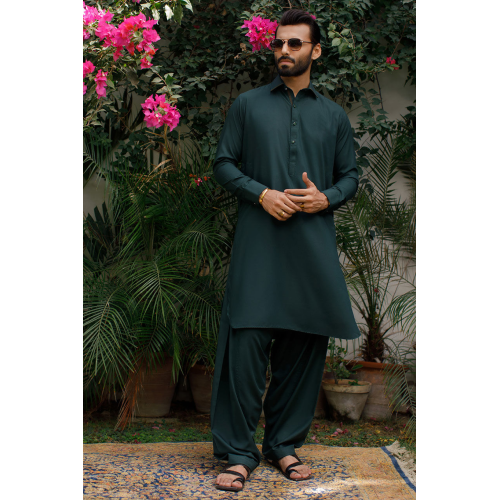 ZGMK2099 Dragon teal Boski Linen Kameez Shalwar