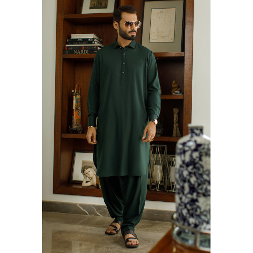 ZGMK2099 Dragon teal Boski Linen Kameez Shalwar