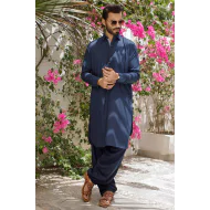 ZGMK2100 Dark Blue Boski Linen Kameez Shalwar