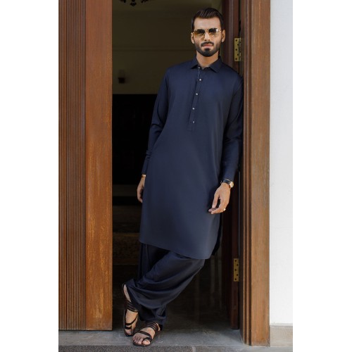 ZGMK2103 Payne's Grey Boski Linen Kameez Shalwar