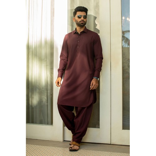 ZGMK2106 Brown Crust Boski Linen Kameez Shalwar