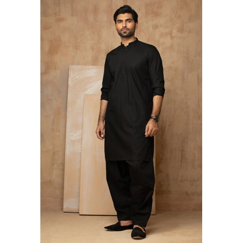 ZGMK2107 Black Cotton Kurta Shalwar