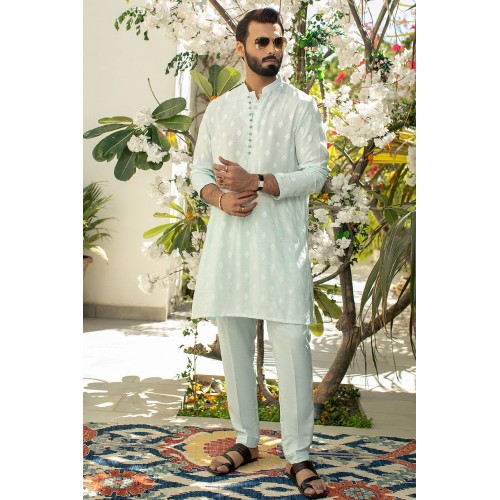 ZGMK2110 Light Cyan Raw Silk Kurta Pajama ZGMK2110 Light Cyan Raw Silk Kurta Pajama