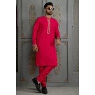 ZGMK2114 Cantaloupe Cotton Silk Kurta Pajama