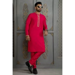 ZGMK2114 Cantaloupe Cotton Silk Kurta Pajama