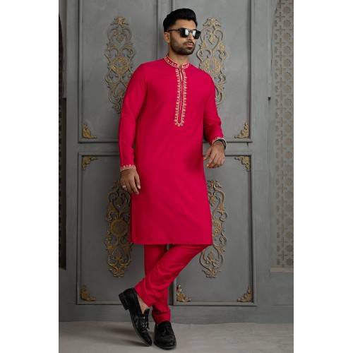 ZGMK2114 Cantaloupe Cotton Silk Kurta Pajama