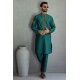 ZGMK2122 Teal Cotton Silk Kurta Pajama