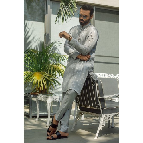 ZGMK2131 Medium Blue Raw Silk Kurta Pajama