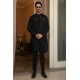 ZGMK2132 Black Cotton Raw Silk Kurta Pajama