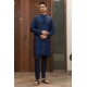 ZGMK2139 Delft Blue Jamawar Kurta Pajama