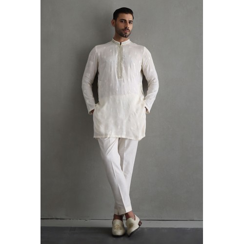 ZGMK2140 White Silk Kurta Pajama