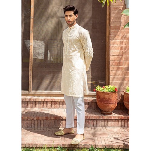 ZGMK2534 Cream Karandi Kurta Pajama