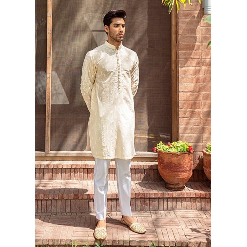 ZGMK2534 Cream Karandi Kurta Pajama