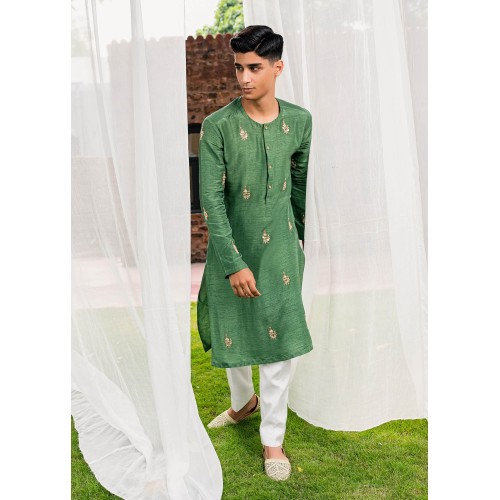 ZGMK2540 Jade Raw Silk Kurta Pajama