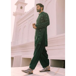 ZGMK2544 Dark Green Raw Silk Kurta Shalwar