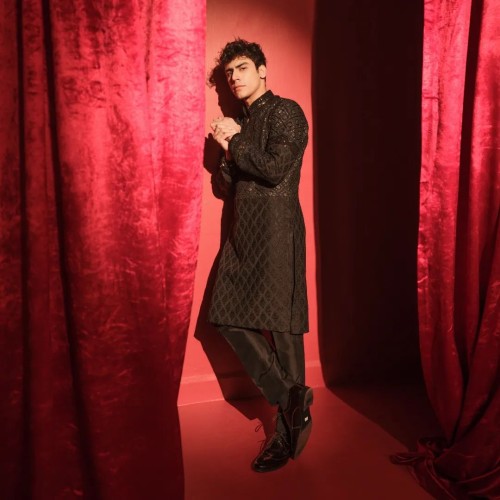 ZGMK2672 Black Boski Kurta Pajama