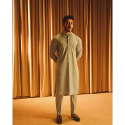 ZGMK2678 Coffee Black Cotton Blend Kurta Pajama
