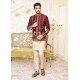 ZGMP2440 Maroon Raw Silk Prince Coat